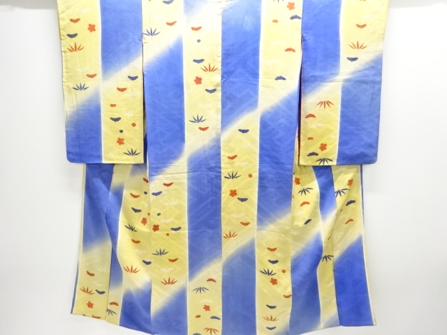 JAPANESE KIMONO / ANTIQUE KIMONO / SILK / MON KINSHA / STRIPE